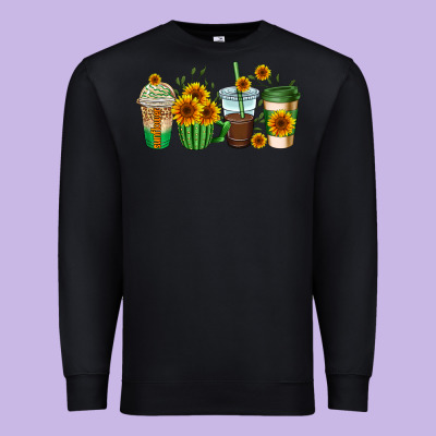 Sunflowers Coffee Cups Premium Sweatshirt Designed By Adodesignshop