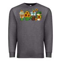 Charcoal Heather sunflowers coffee cups Premium Sweatshirt - AdoDesignShop