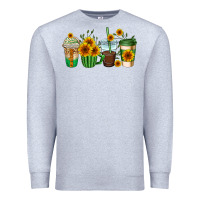 Heather Grey sunflowers coffee cups Premium Sweatshirt - AdoDesignShop
