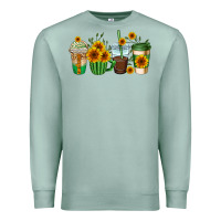 Seafoam sunflowers coffee cups Premium Sweatshirt - AdoDesignShop