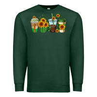 Sports Green sunflowers coffee cups Premium Sweatshirt - AdoDesignShop