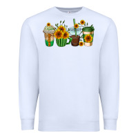 White sunflowers coffee cups Premium Sweatshirt - AdoDesignShop
