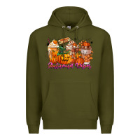 Army Green Thanks A Latte Autumn Vibes Premium Hoodie - CowhideDigitalArt