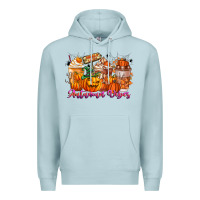Blue Mist Thanks A Latte Autumn Vibes Premium Hoodie - CowhideDigitalArt