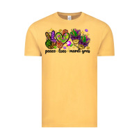 Vintage Mustard Peace Love Mardi Gras Vintage Tee - HowdyJamesFarm