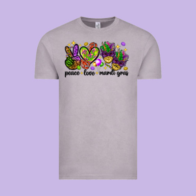 Peace Love Mardi Gras Vintage Tee Designed By Howdyjamesfarm