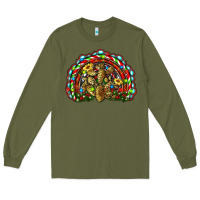 Army Green christmas rainbow with leopard cactus Long Sleeve Tee - RanaPortraitStore