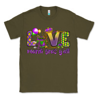 Army Green Love Mardi Gras Y'all Classic Tee - HowdyJamesFarm