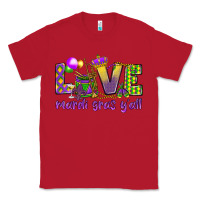 Red Love Mardi Gras Y'all Classic Tee - HowdyJamesFarm