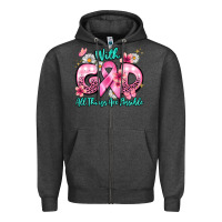 Charcoal Heather with god all things are possible Zipper Hoodie - BarkalooDesign