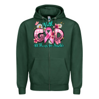 Sports Green with god all things are possible Zipper Hoodie - BarkalooDesign