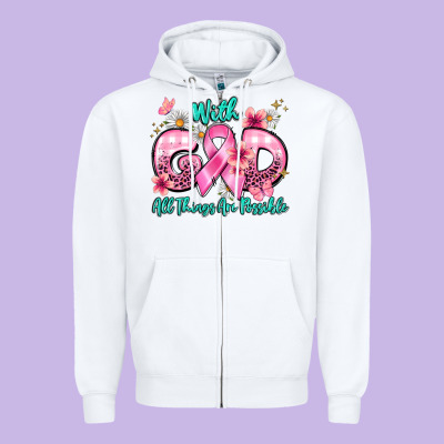 With God All Things Are Possible Zipper Hoodie Designed By Barkaloodesign