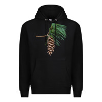 Black white pine cone Premium Hoodie - LillyAllenDesigns