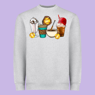 Softball Coffee Cups Heavyweight Sweatshirt Designed By Artiststas