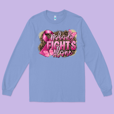 Nobody Fights Alone Cancer Long Sleeve Tee Designed By Fadigitalartstudio