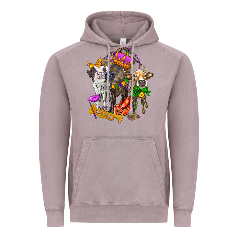 Little Cows And Mardi Gras Party Olivia Vintage Hoodie by OliviaCreatesArt | Teevron