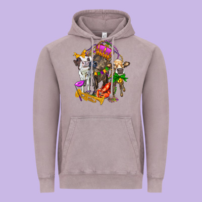 Little Cows And Mardi Gras Party Olivia Vintage Hoodie Designed By Oliviacreatesart