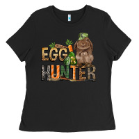 Black Egg hunter with rabbit Easter Day Ladies Tee - HowdyJamesFarm