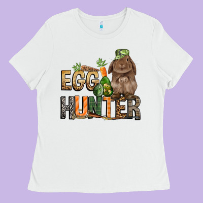 Egg Hunter With Rabbit Easter Day Ladies Tee Designed By Howdyjamesfarm