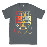 Charcoal Heather level 34 unlocked shirt video gamer 34th birthday gifts tee t shirt Classic Tee - longCreatives