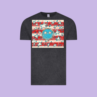 America Flag Smiley  Tumbler Vintage Tee Designed By Howdyjamesfarm