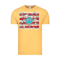 Vintage Mustard America flag smiley  tumbler Vintage Tee - HowdyJamesFarm