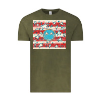 Vintage Olive America flag smiley  tumbler Vintage Tee - HowdyJamesFarm