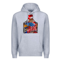 Heather Grey America Premium Hoodie - CowhideDigitalArt