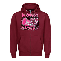 Burgundy in october we wear pink cheer Zipper Hoodie - BarkalooDesign