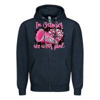 Navy in october we wear pink cheer Zipper Hoodie - BarkalooDesign