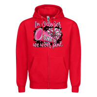 Red in october we wear pink cheer Zipper Hoodie - BarkalooDesign