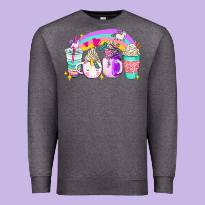 Unicorn Coffee Cups Premium Sweatshirt Designed By Adodesignshop