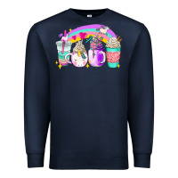 Navy unicorn coffee cups Premium Sweatshirt - AdoDesignShop