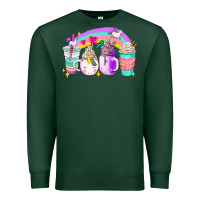 Sports Green unicorn coffee cups Premium Sweatshirt - AdoDesignShop