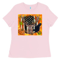 Bubblegum Pink crow and deer hunting fall camouflage Ladies Tee - TumblerDesignByShophia