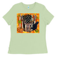 Matcha crow and deer hunting fall camouflage Ladies Tee - TumblerDesignByShophia