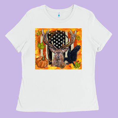 Crow And Deer Hunting Fall Camouflage Ladies Tee Designed By Tumblerdesignbyshophia