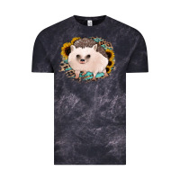 Cloud Black hedgehog with sunflowers and leopard Vintage Tee - Jasminsmagicworld