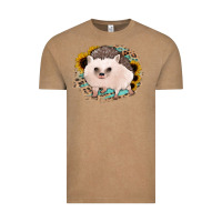 Vintage Coffee hedgehog with sunflowers and leopard Vintage Tee - Jasminsmagicworld