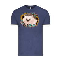 Vintage Denim hedgehog with sunflowers and leopard Vintage Tee - Jasminsmagicworld