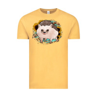 Vintage Mustard hedgehog with sunflowers and leopard Vintage Tee - Jasminsmagicworld