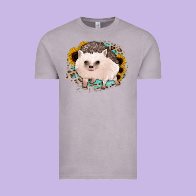 Hedgehog With Sunflowers And Leopard Vintage Tee Designed By Jasminsmagicworld