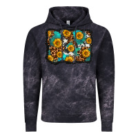 Cloud Black cowhide leopard turquoise sunflowers pattern olivia Vintage Hoodie - OliviaCreatesArt