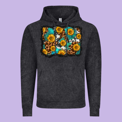 Cowhide Leopard Turquoise Sunflowers Pattern Olivia Vintage Hoodie Designed By Oliviacreatesart