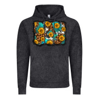 Cowhide Leopard Turquoise Sunflowers Pattern Olivia Vintage Hoodie | Teevron