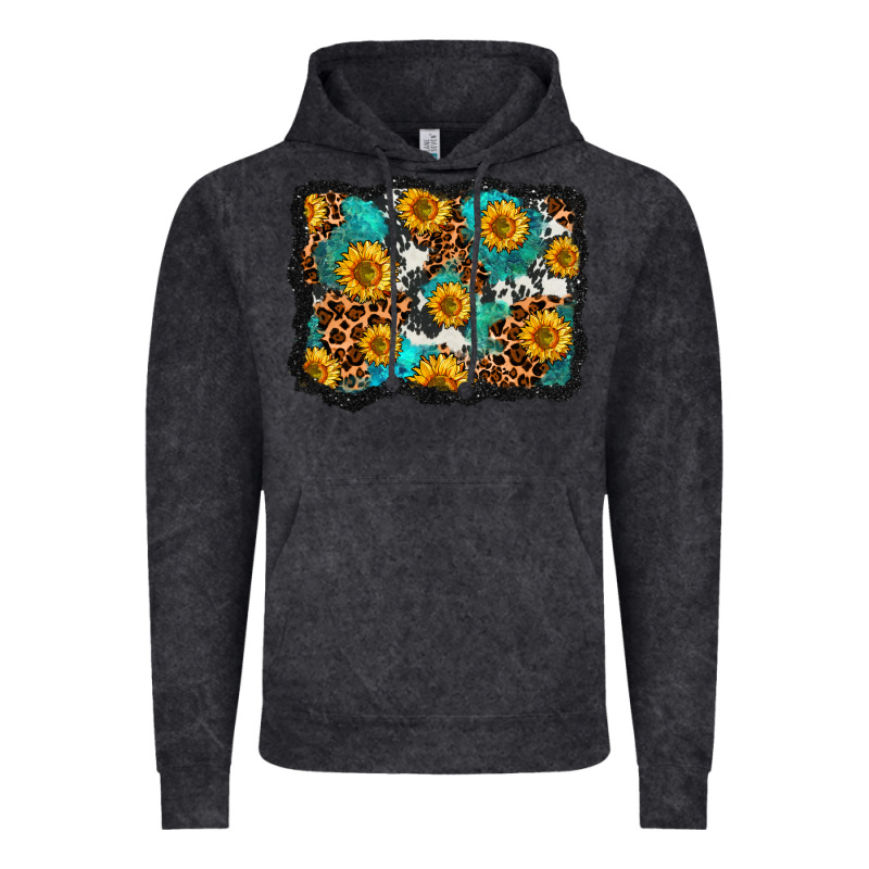 Cowhide Leopard Turquoise Sunflowers Pattern Olivia Vintage Hoodie by OliviaCreatesArt | Teevron
