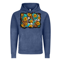 Vintage Denim cowhide leopard turquoise sunflowers pattern olivia Vintage Hoodie - OliviaCreatesArt