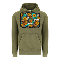 Vintage Olive cowhide leopard turquoise sunflowers pattern olivia Vintage Hoodie - OliviaCreatesArt