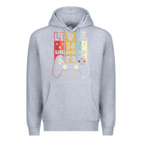 Heather Grey level 34 unlocked shirt video gamer 34th birthday gifts tee t shirt Premium Hoodie - longCreatives