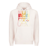 Pale Pink level 34 unlocked shirt video gamer 34th birthday gifts tee t shirt Premium Hoodie - longCreatives